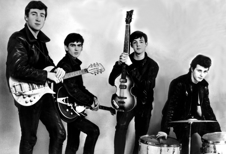 The Beatles - John Lennon, George Harrison, Paul McCartney and original drummer Pete Best