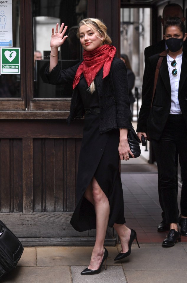 Amber Heard arrives at the London High Court today with girlfriend Bianca Butti supporting her