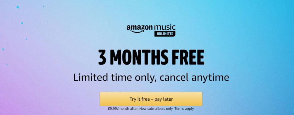  Amazon Music Unlimited's offer is for new subscribers only