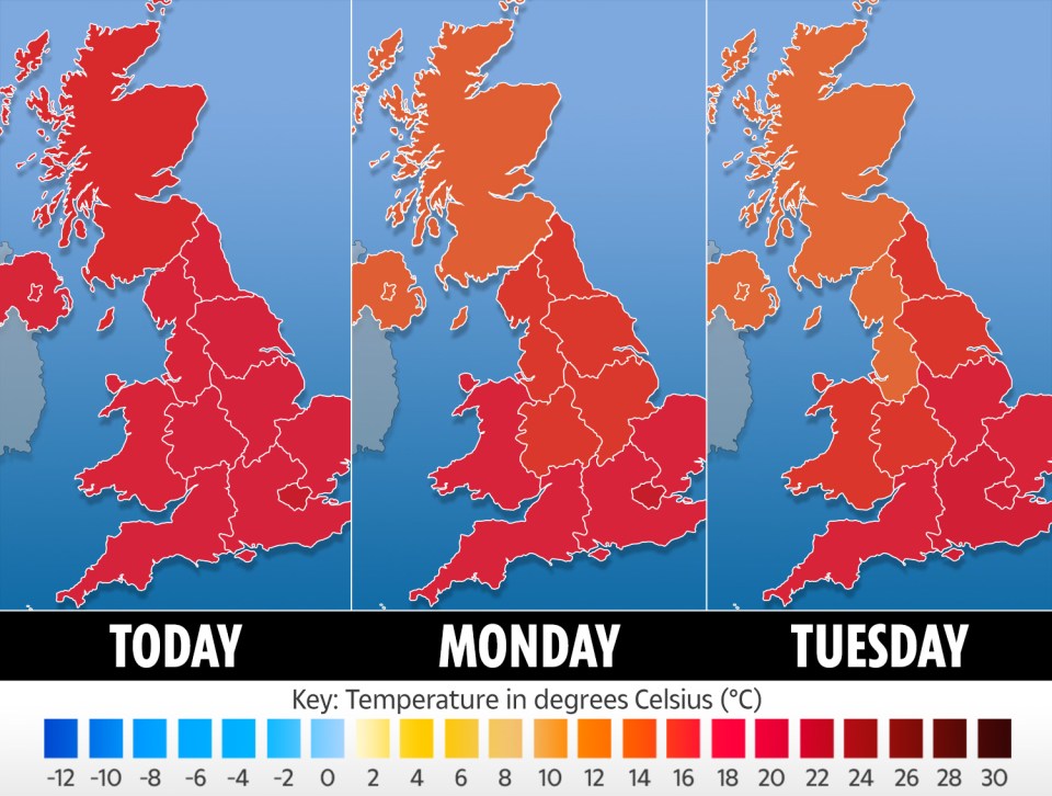 temperatures remain warm over the next few days