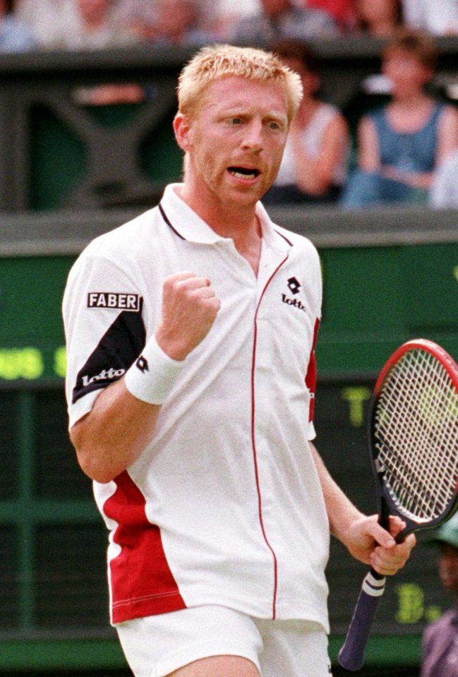 Germany's Boris Becker celebrates after winning a point during a match in 1989