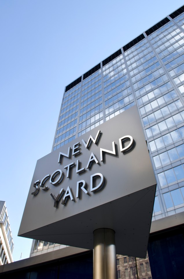 The iconic New Scotland Yard sign