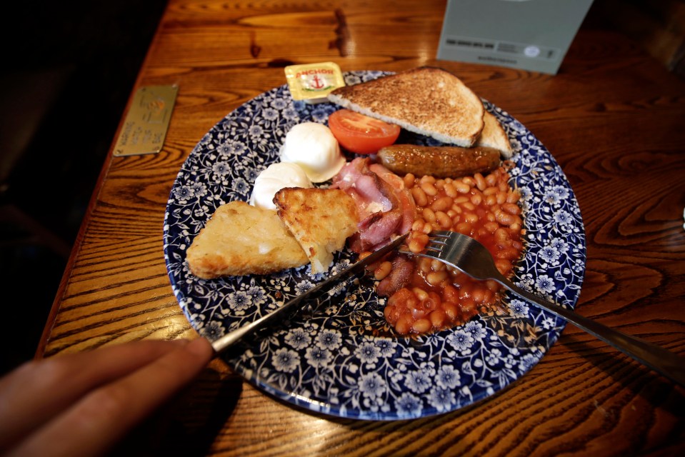 A traditional full English fry-up breakfast at Wetherspoons will set you back just under £2.50