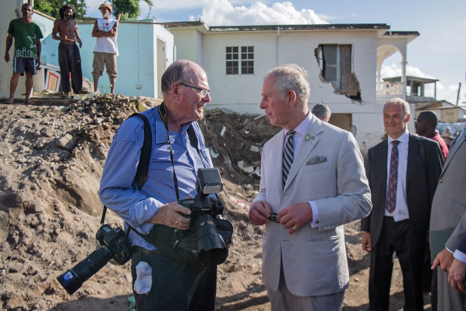 Prince Charles chats with Arthur in Dominica in 2017 after Hurricane Maria