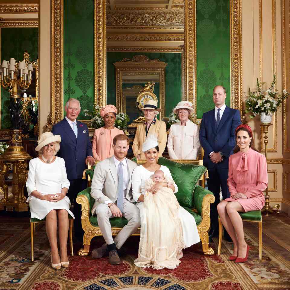 The Royal Family posing to mark Archie's christening last year