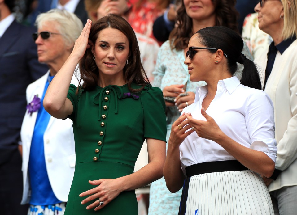 Kate Middleton is seen here with Meghan Markle