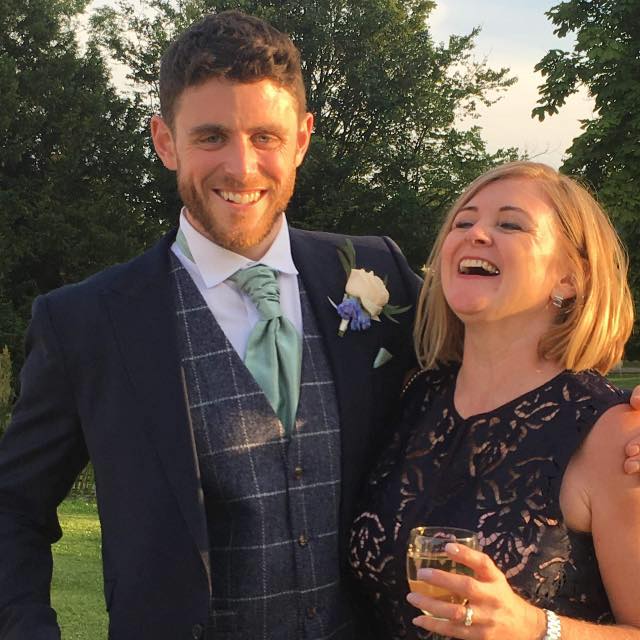 Deborah pictured with her tragic police officer son at his wedding