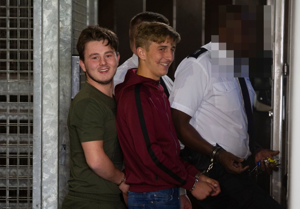 Albert Bowers (left) and Jessie Cole (right) were pictured smirking as they arrived at court after being arrested over PC Harper's killing