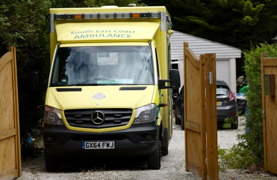 The ambulance was spotted outside Katie's rented home in Surrey