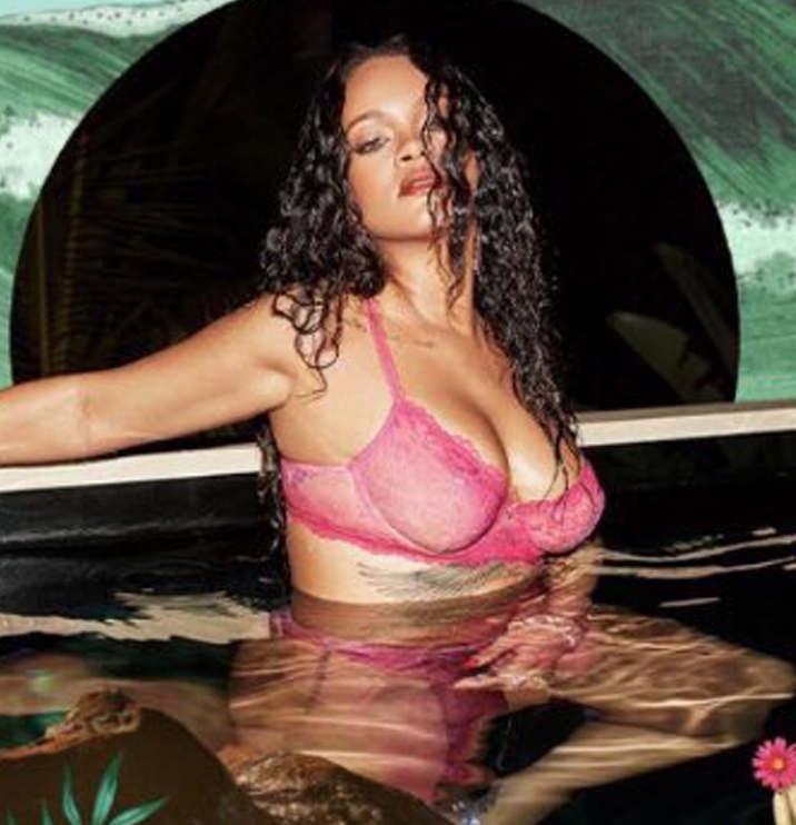 Rihana, 32, lounges in the latest look from her SavageXFenty line