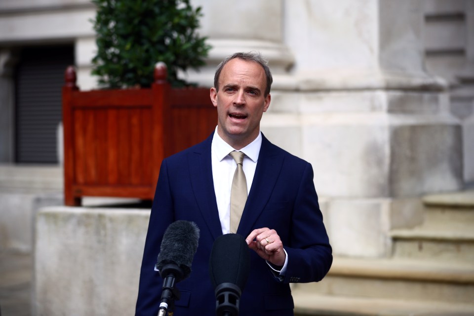 Mr Raab announced the treaty was suspended yesterday