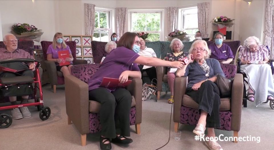 Care home residents in Ipswich were able to join in the sing-along show with Katherine