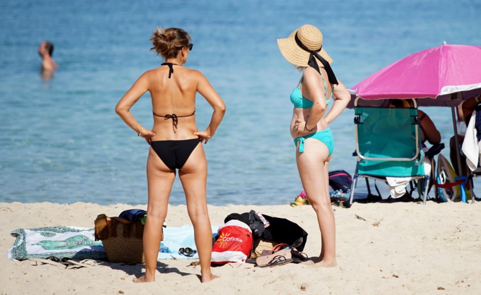 British tourists joined the locals and enjoyed the beach in Magaluf