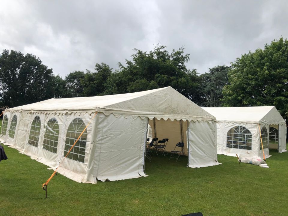 Staff at Orchard Community Primary school have erected two large marquees on its playing fields for use as temporary classrooms