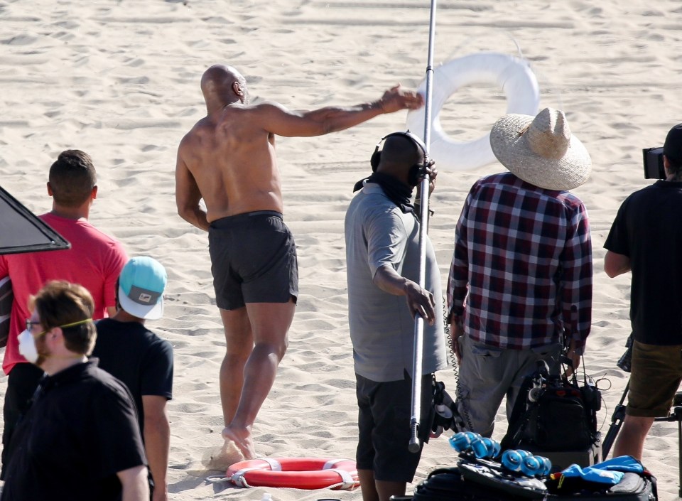 The heavyweight legend was doing a photoshoot on the beach in Los Angeles