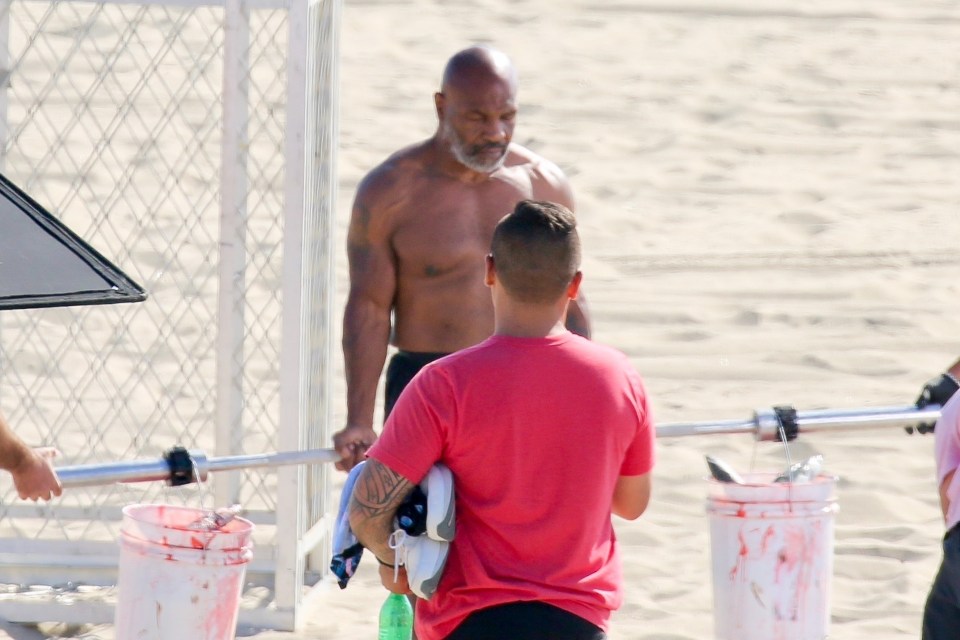 Mike Tyson soaked up the sunshine during his trip to the beach