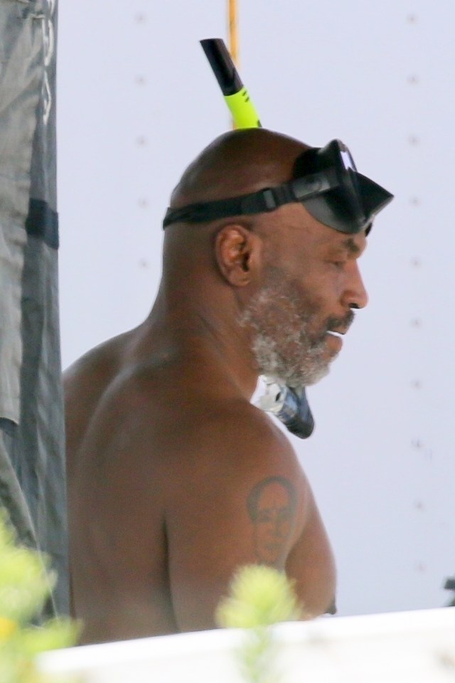 The former Baddest Man on the Planet was pictured in a snorkel