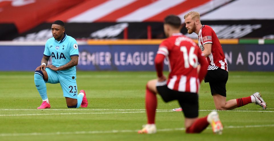 Sheffield United and Tottenham players took a knee and wore Black Lives Matter patches on their shirts