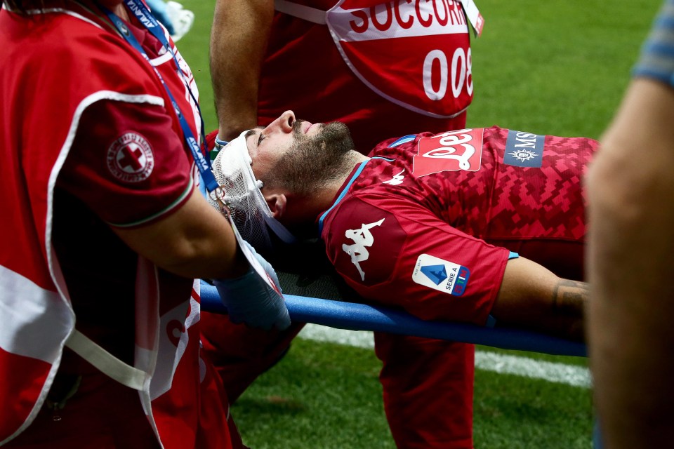 Ospina's head was heavily bandaged as he left the field