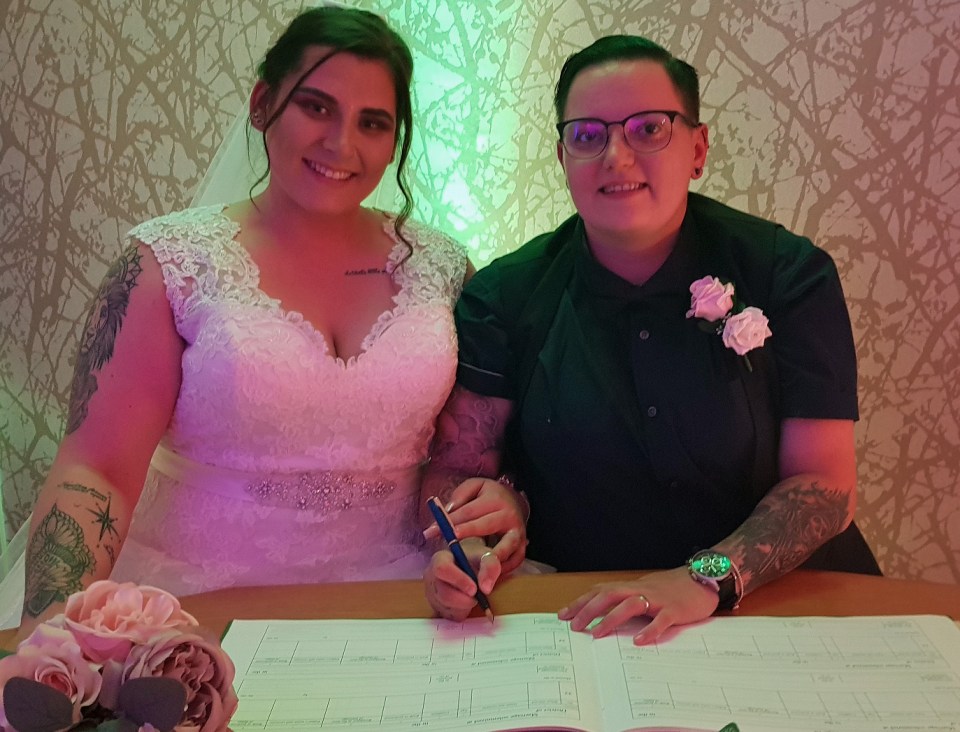 Jennifer and Louise were married at Runcorn Town Hall Registry Office at one minute past midnight