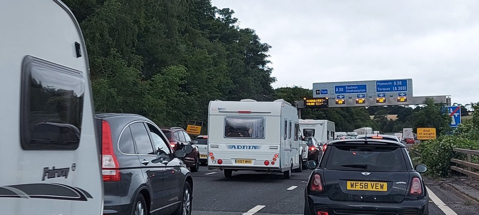 It was chaos heading south on the M5 Exeter at 8am today