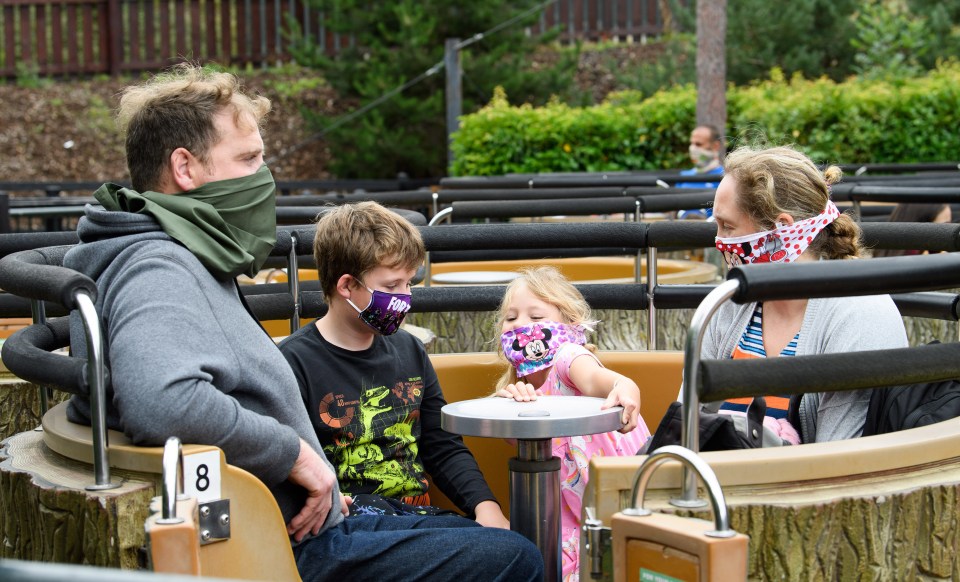 A family enjoyed being back at Legoland while wearing face masks