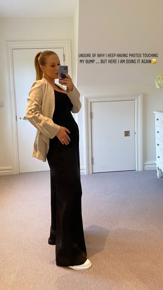 Kate Ferdinand, 29, was the complete picture of a yummy mummy as she showed off her growing baby bump