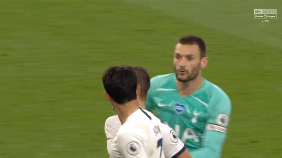 Lloris ran over to Son at the end of the first-half