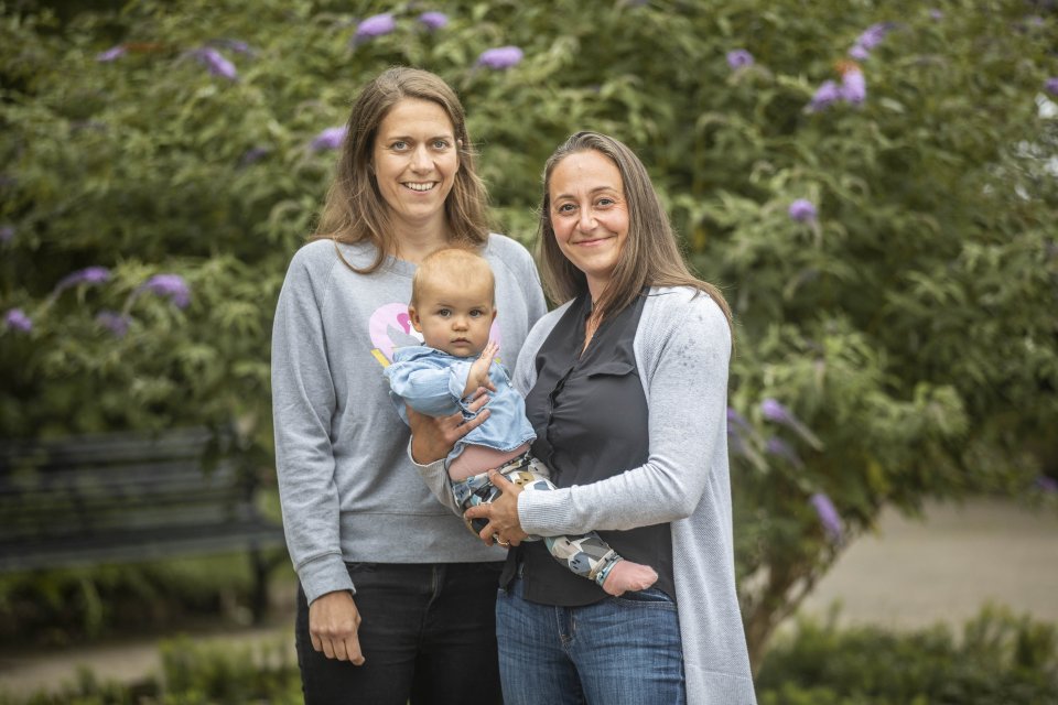 Polly Frost and Claire Tinelli with their daughter Sienna Tinelli-Frost