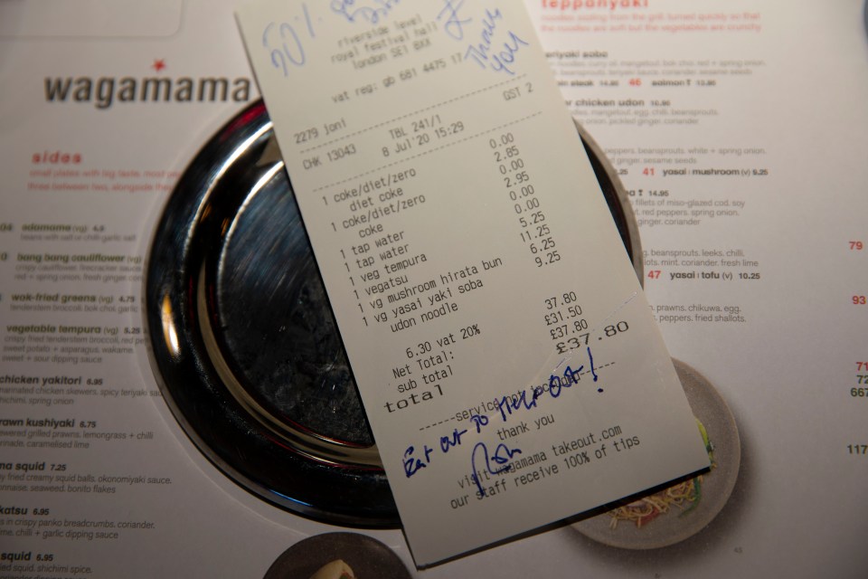 The Chancellor visited a Wagamama restaurant in central London and after meeting staff helped serve some customers their food