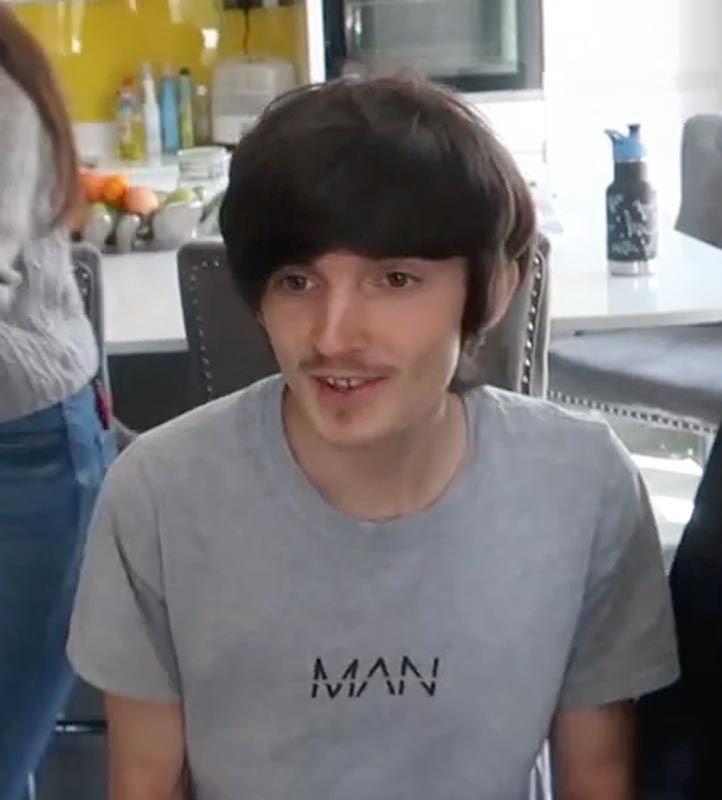 James got his sister, Katie, to give his hair a trim, which was so long it was past his eyes