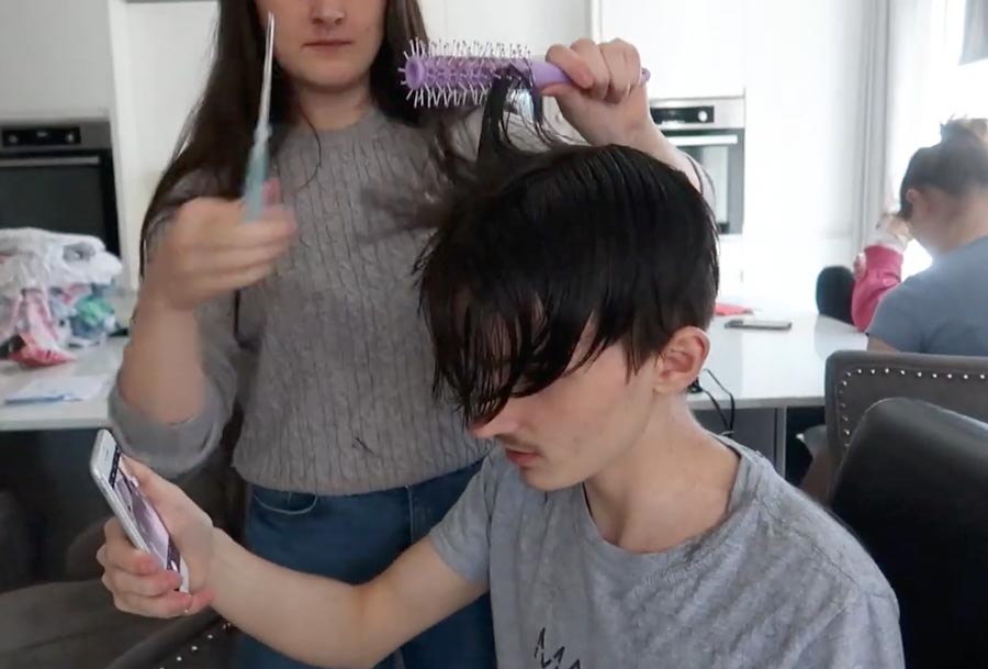 Mum Sue said she needed a 'front row' seat to Katie's barber shop 