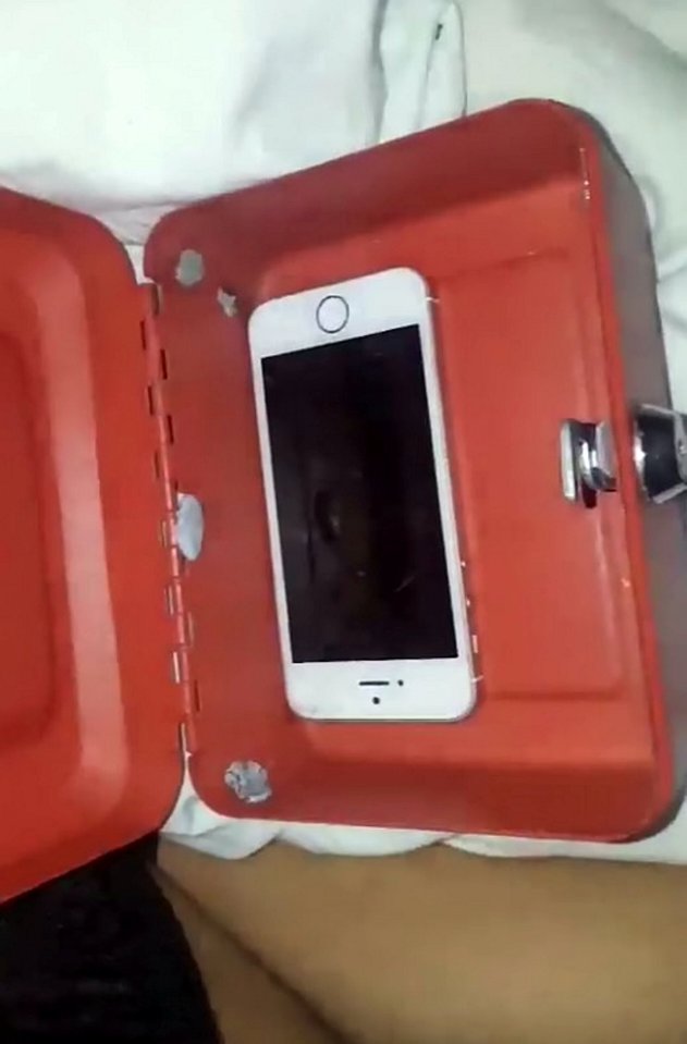 The pervy housemate had hidden a mobile phone inside a red container