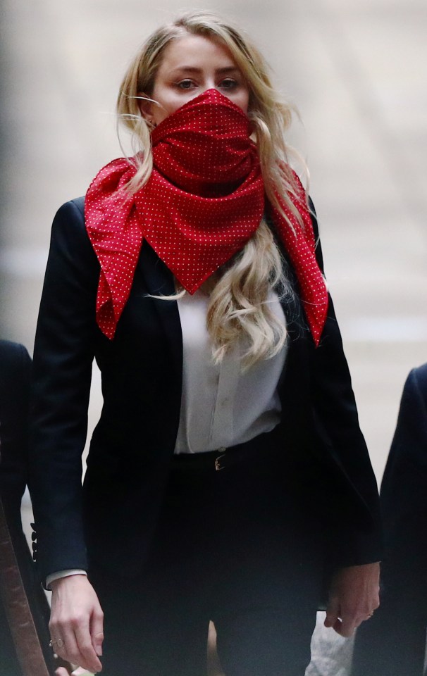 Amber Heard was pictured arriving at the High Court today