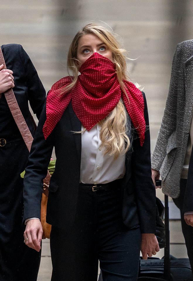 Amber Heard arrives at court to hear evidence in the libel case brought by ex Johnny Depp