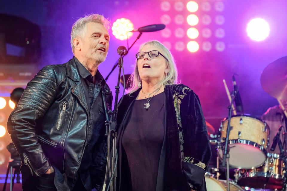 Iain Mathews and Judy Dyble performing at Fairport's 2017 Cropredy Convention in Banbury, Oxfordshire