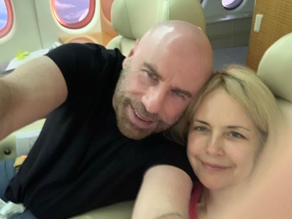 Travolta and his wife in a photo posted to Instagram in February