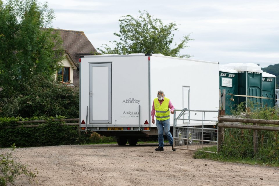 A delivery of portable toilets arrives at the AS Green farm on Monday