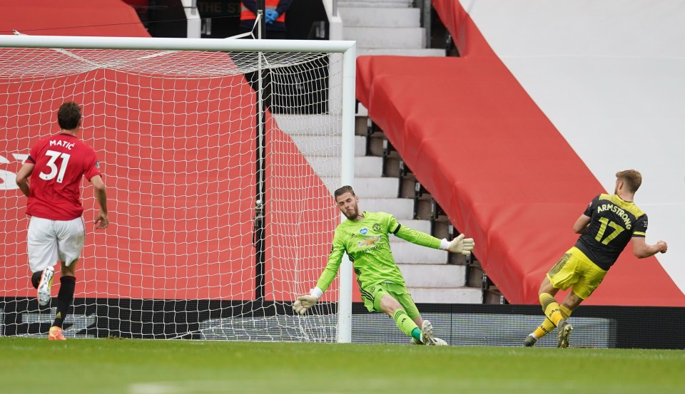 Stuart Armstrong shocked Old Trafford after just six minutes by putting the Saints ahead