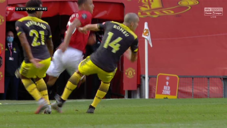 Oriol Romeu should have seen red for his challenge on Mason Greenwood