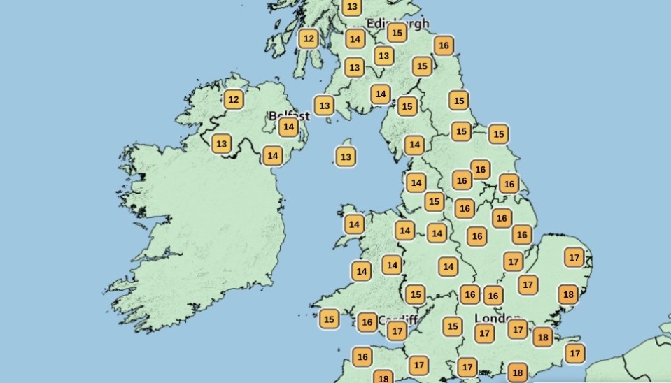 Weather forecast today: Tuesday is set to be cloudy with lower temperatures between 14 and 21C