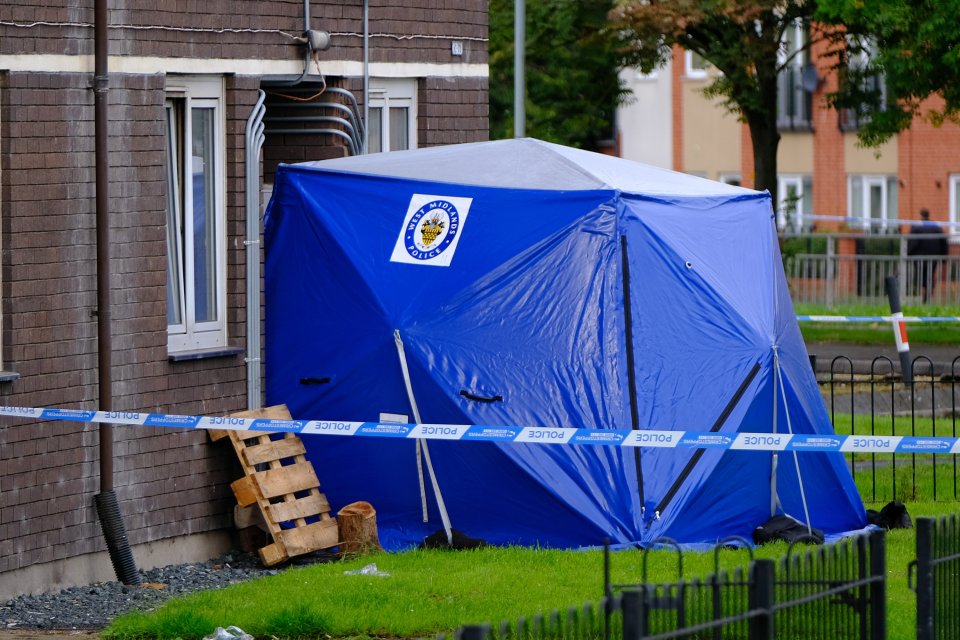 The man was found in the garden at the flat complex, and pronounced dead