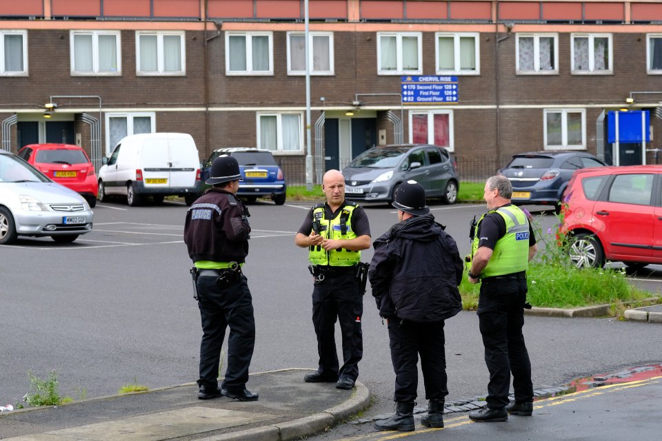 Police at the scene at Chervil Rise, Wolverhampton