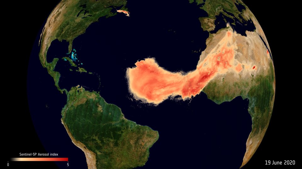 The dust plume was tracked by satellites making its way across the Atlantic