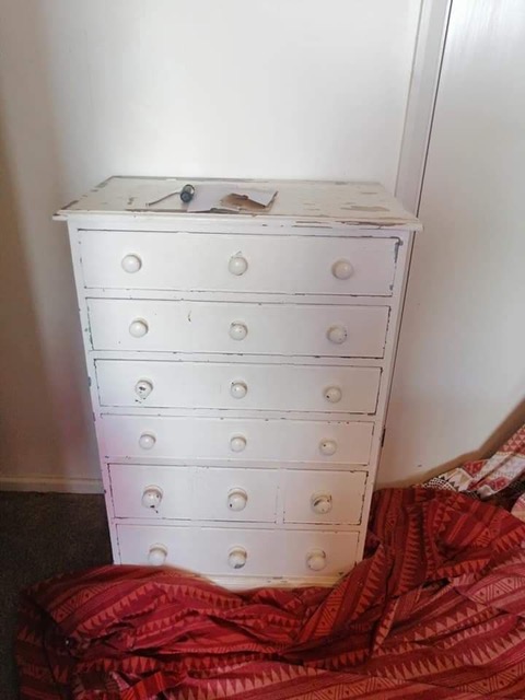 The drawers she used were second-hand ones she was given