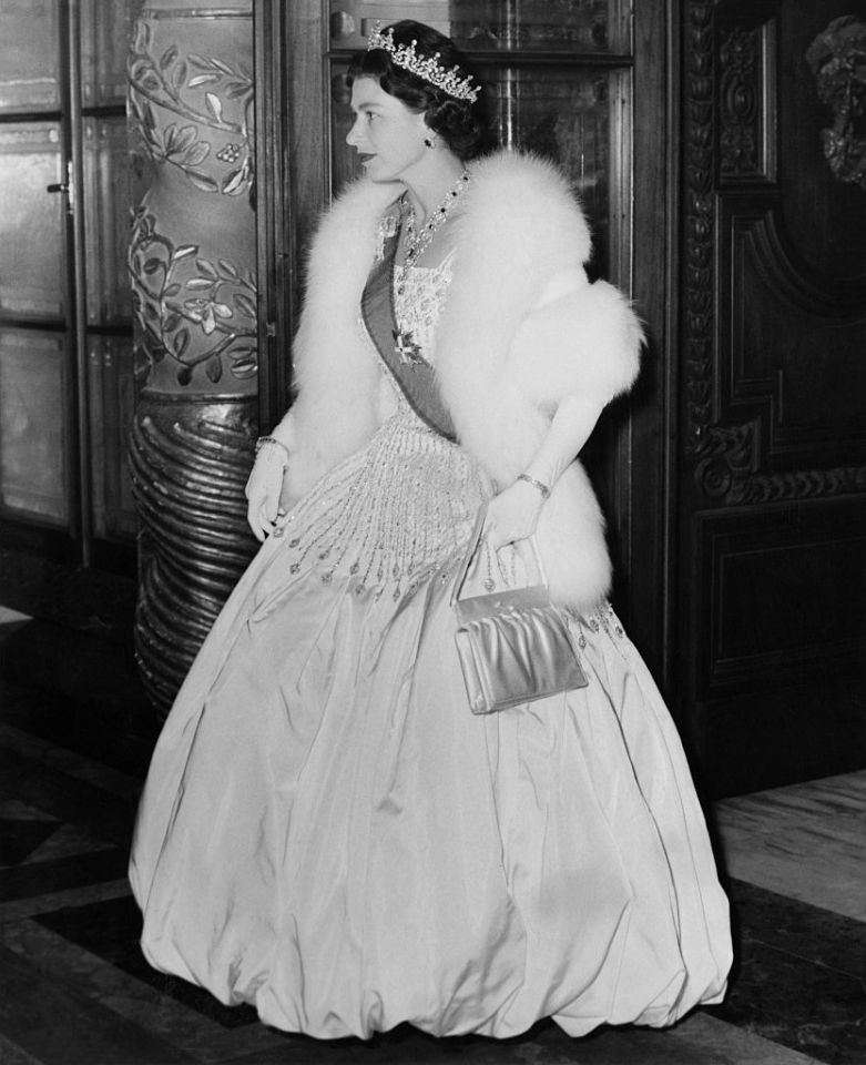 The Queen pictured wearing the stunning dress in 1961