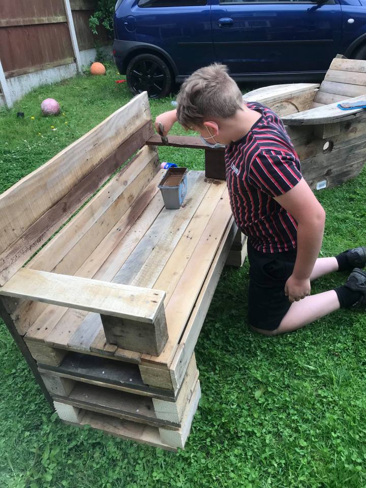 Netti Slawson praised her 12-year-old son for making some garden furniture