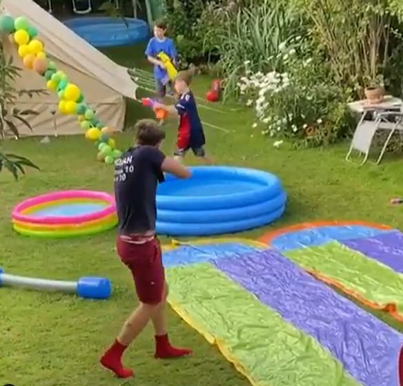 He led the water fight in the garden