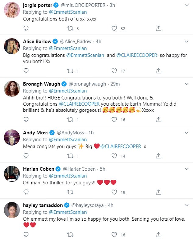 Hollyoaks stars past and present rushed to congratulate the couple