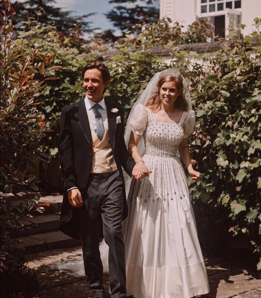 Princess Beatrice tied the knot with property developer Edoardo Mapelli Mozzi this weekend in a gown borrowed from the Queen